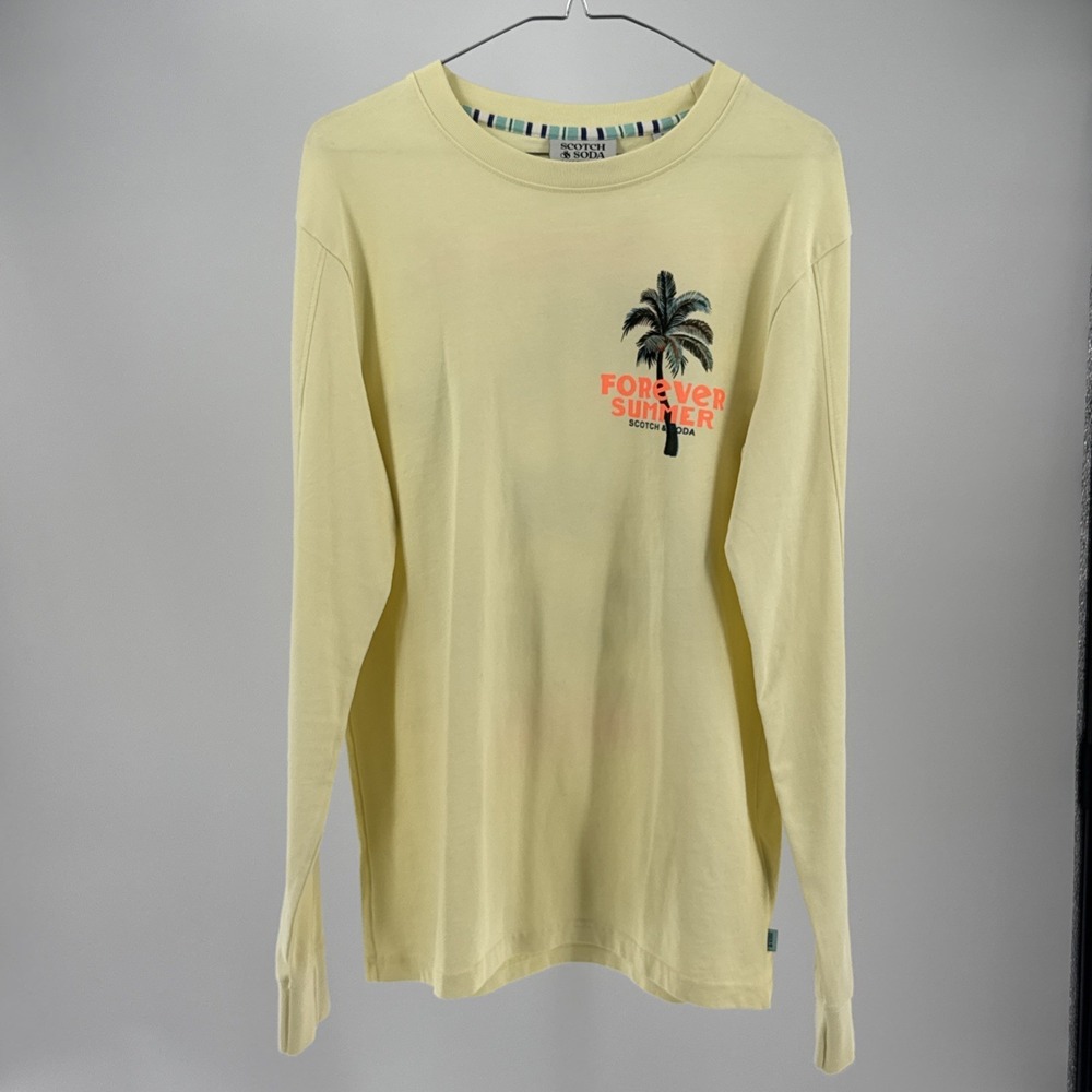 Scotch & Soda Forever Summer Palm Trees  Artwork Yellow Size S Long Sleeve